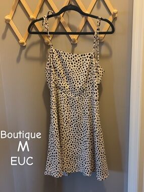 Cream and Black Spotted Slip Dress